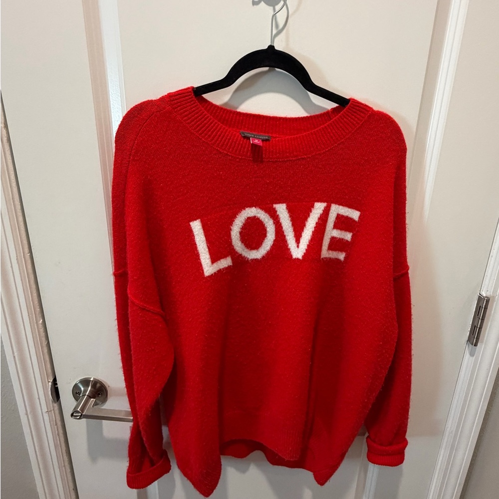 Vince Camuto Red Sweater with Love Print
